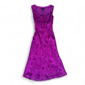 Vintage Express Y2K Magenta Purple Pink Floral Midi Sundress Women's Size 7/8